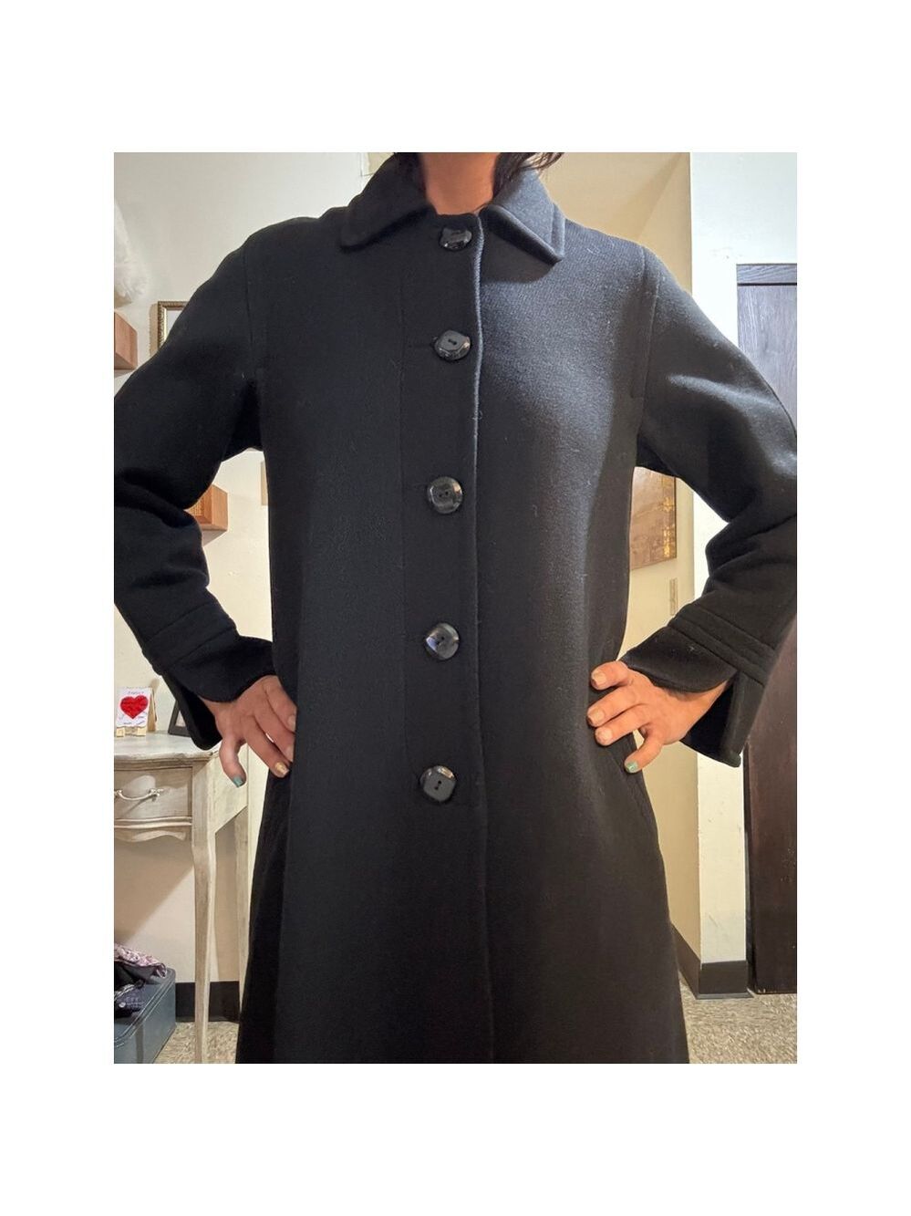 Kristen Blake Black Lined Woven Poly Peacoat
